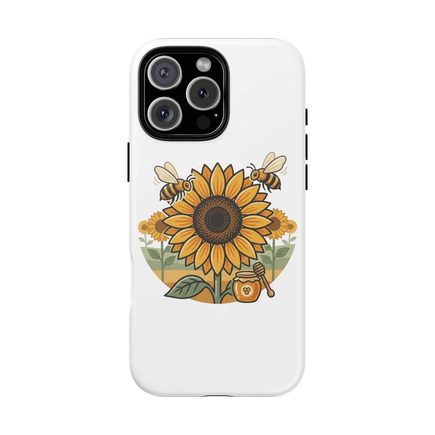 Sunflower & Bees Tough Magnetic Phone Case — Protective Floral iPhone Case