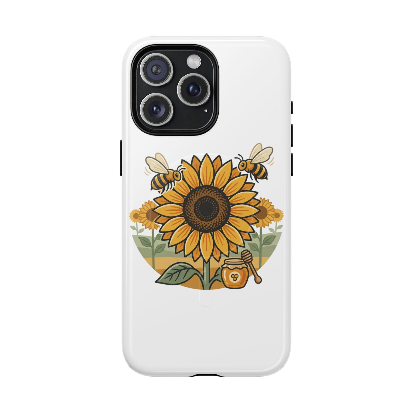 Sunflower & Bees Tough Magnetic Phone Case — Protective Floral iPhone Case