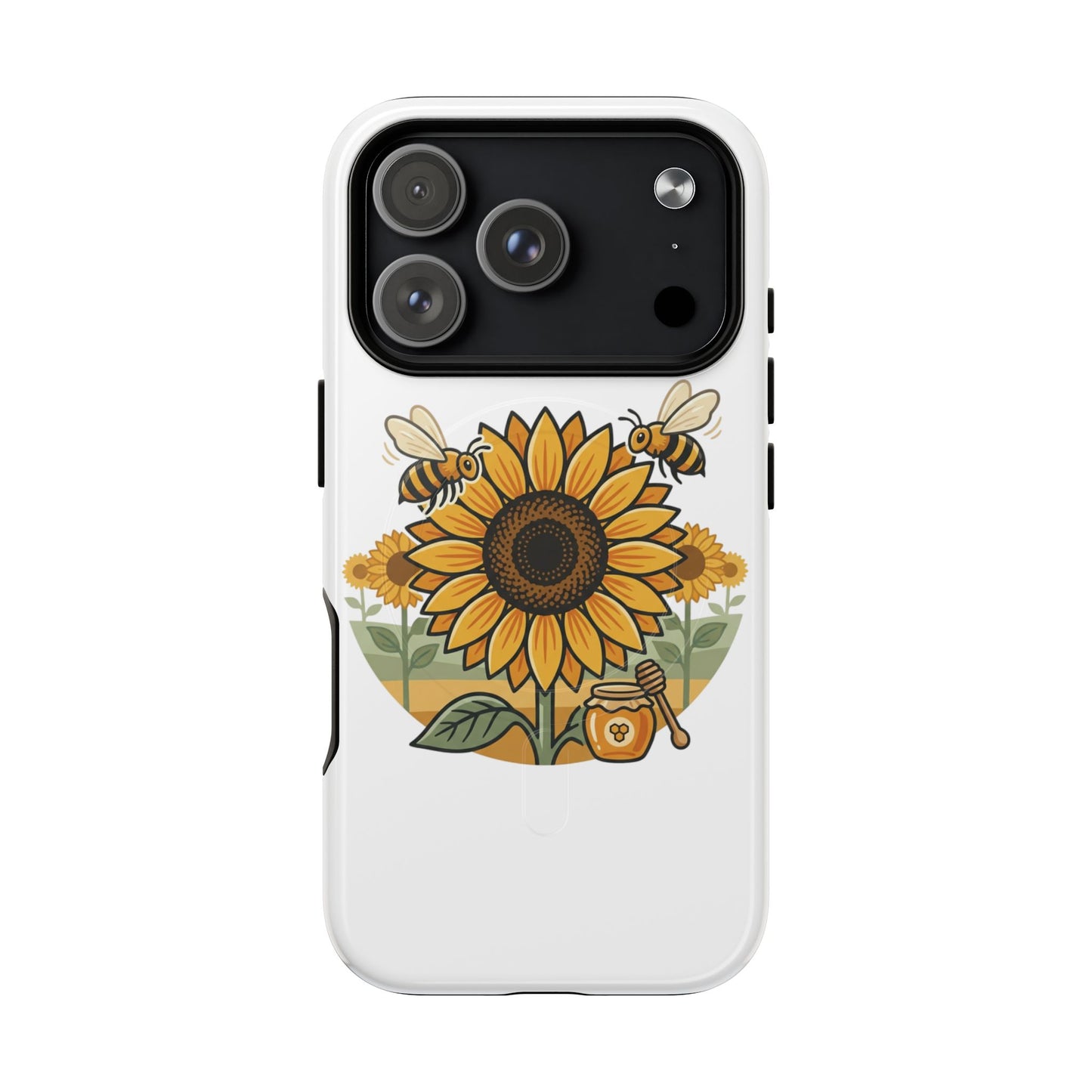 Sunflower & Bees Tough Magnetic Phone Case — Protective Floral iPhone Case