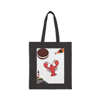 Lobster & Lighthouse Illustration Tote Bag | Beach Shell Snack Icons