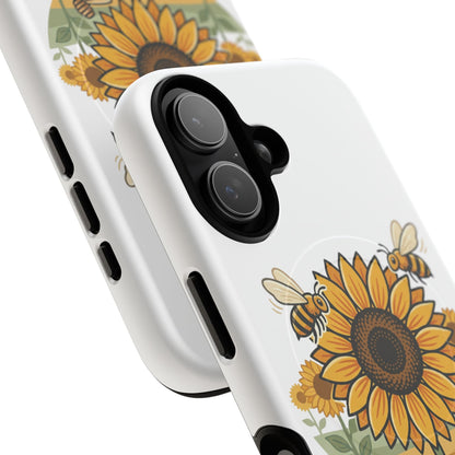 Sunflower & Bees Tough Magnetic Phone Case — Protective Floral iPhone Case