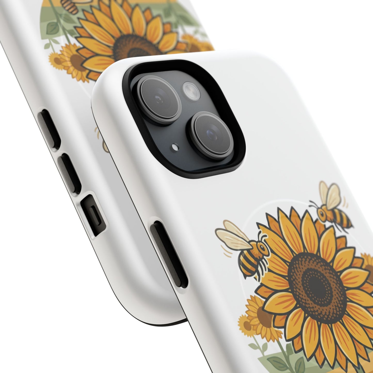 Sunflower & Bees Tough Magnetic Phone Case — Protective Floral iPhone Case
