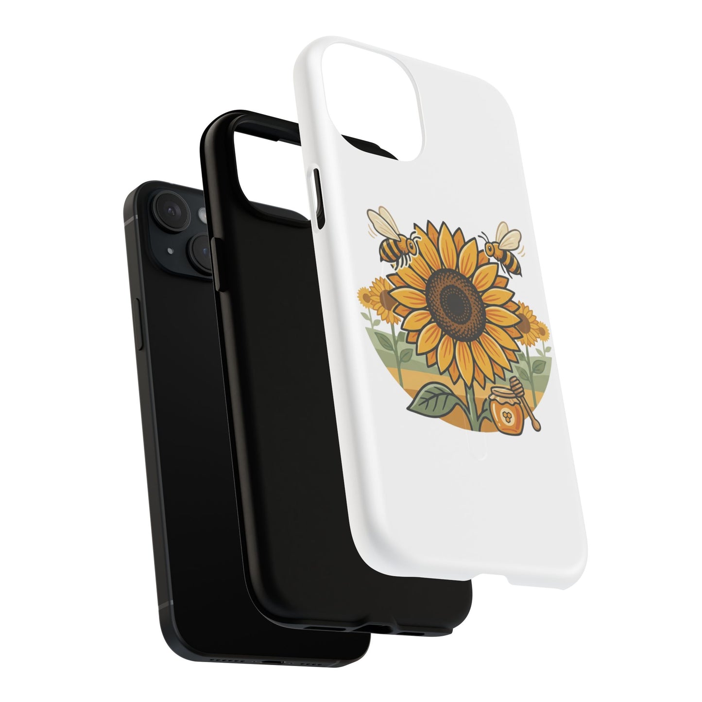 Sunflower & Bees Tough Magnetic Phone Case — Protective Floral iPhone Case
