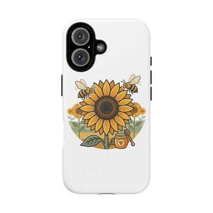 Sunflower & Bees Tough Magnetic Phone Case — Protective Floral iPhone Case