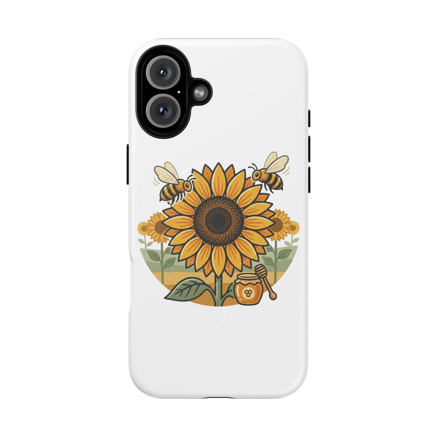 Sunflower & Bees Tough Magnetic Phone Case — Protective Floral iPhone Case
