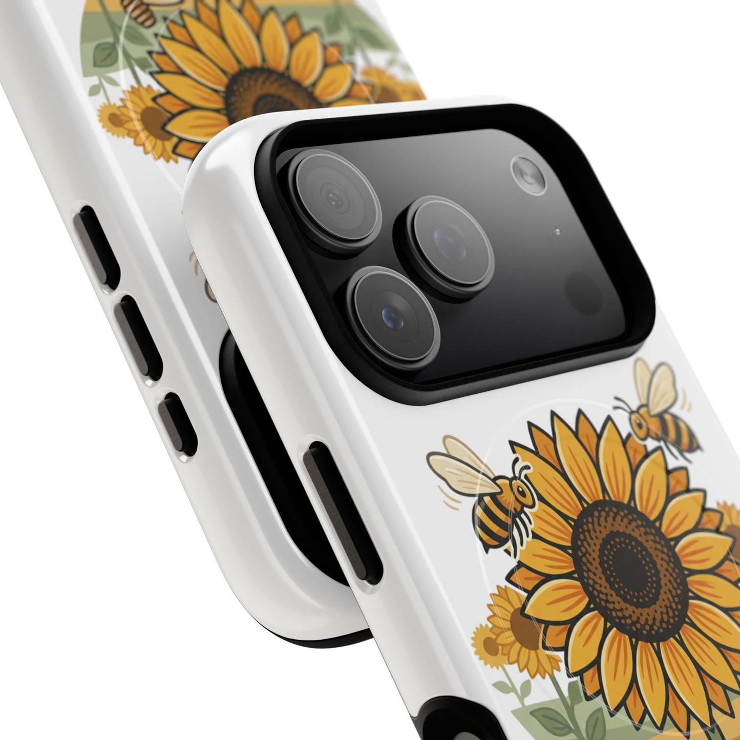 Sunflower & Bees Tough Magnetic Phone Case — Protective Floral iPhone Case