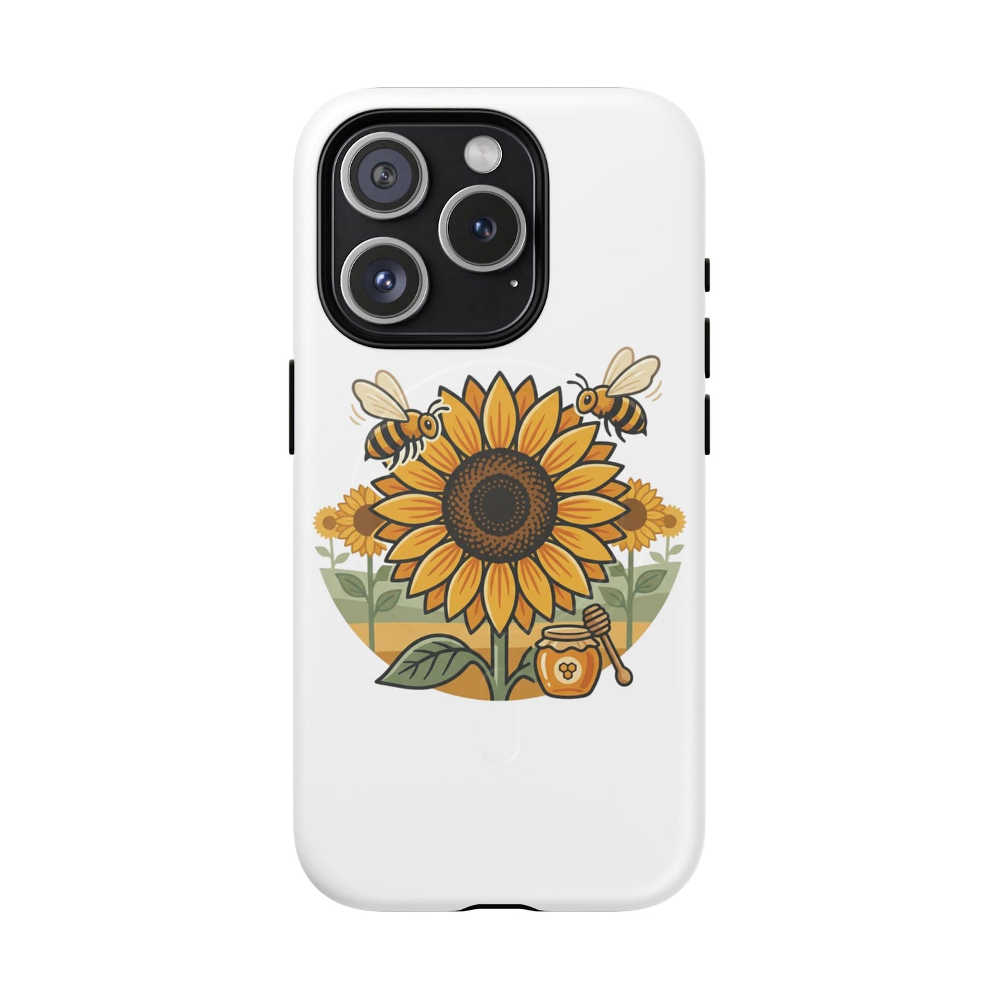Sunflower & Bees Tough Magnetic Phone Case — Protective Floral iPhone Case