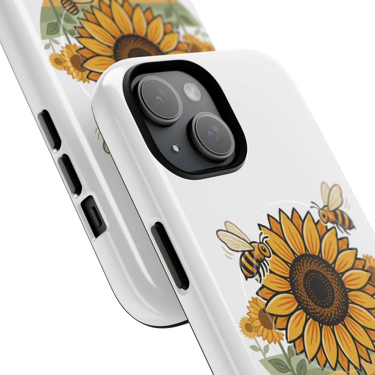 Sunflower & Bees Tough Magnetic Phone Case — Protective Floral iPhone Case