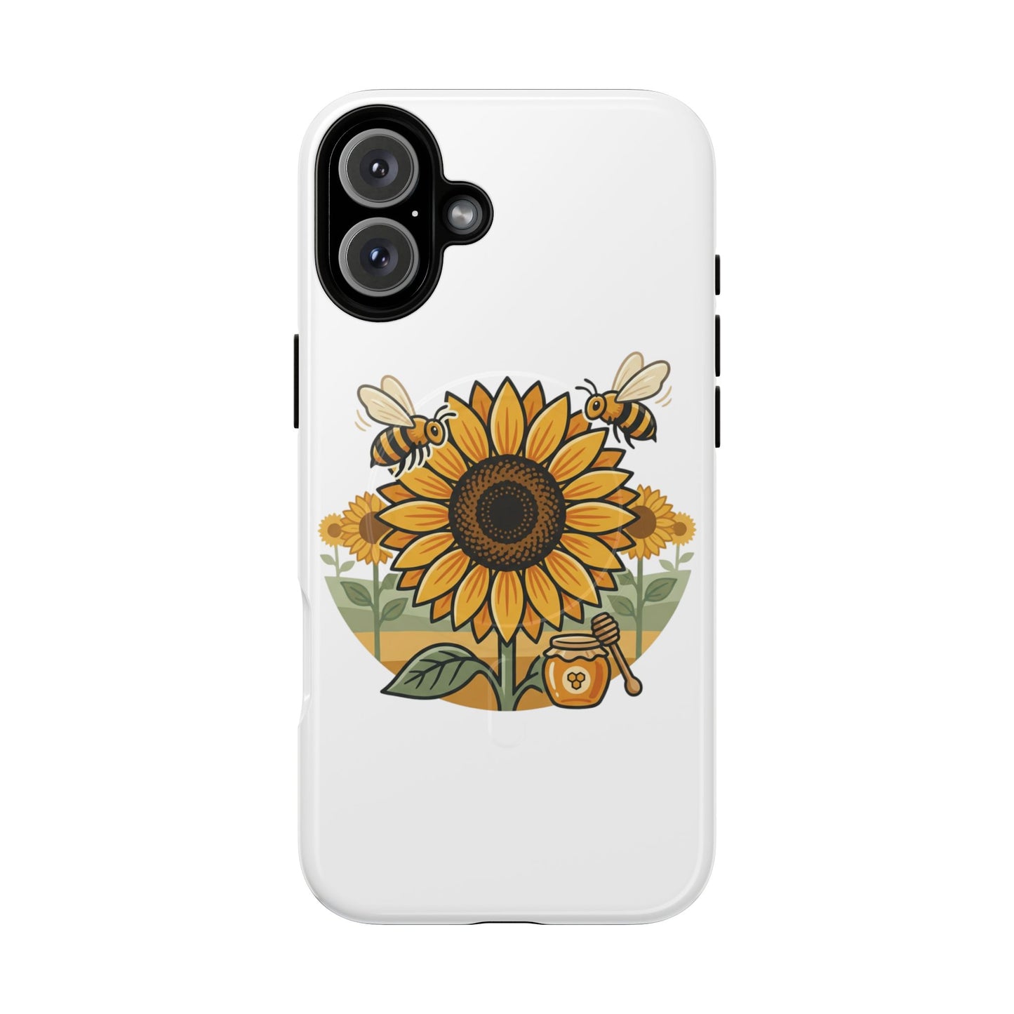 Sunflower & Bees Tough Magnetic Phone Case — Protective Floral iPhone Case