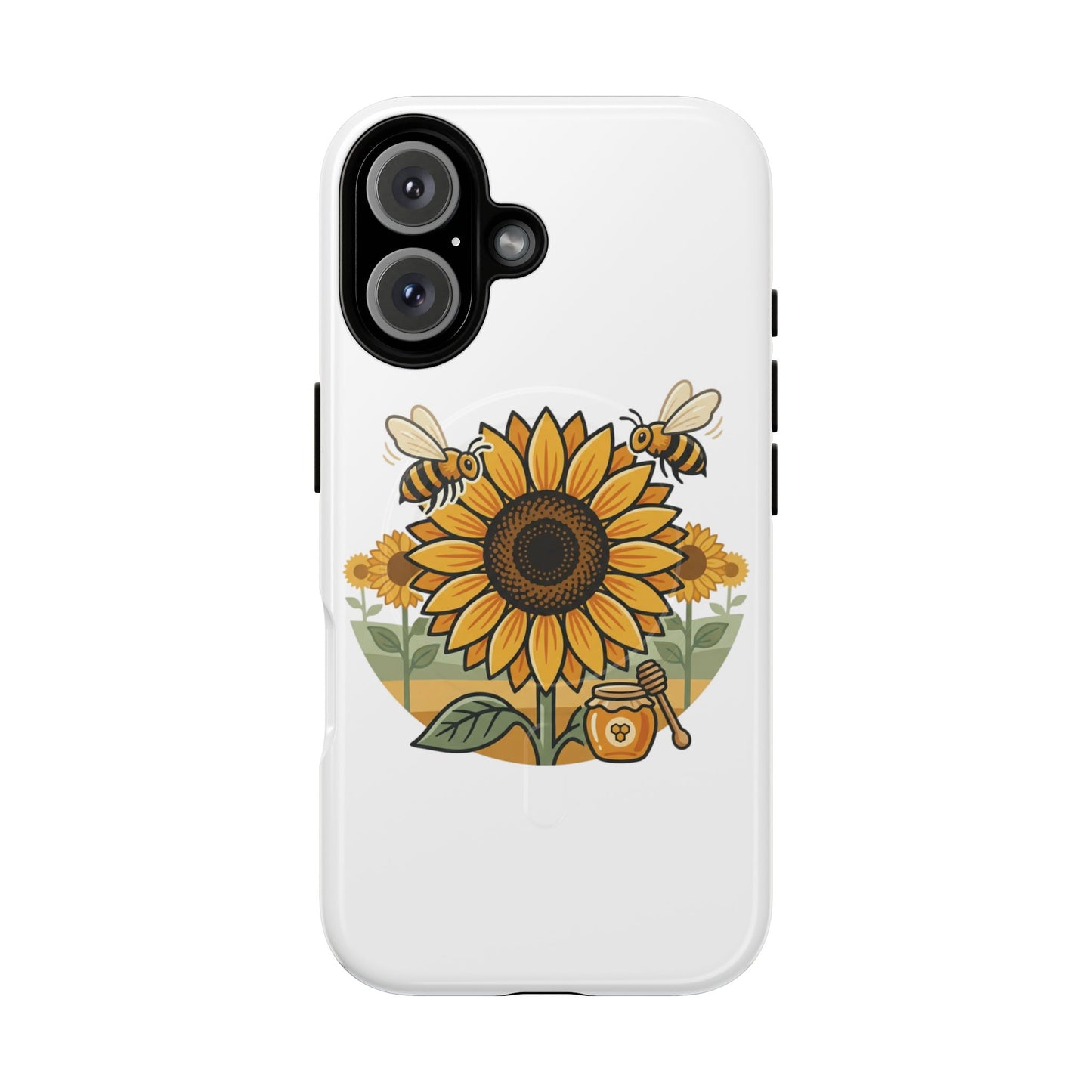 Sunflower & Bees Tough Magnetic Phone Case — Protective Floral iPhone Case