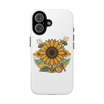Sunflower & Bees Tough Magnetic Phone Case — Protective Floral iPhone Case