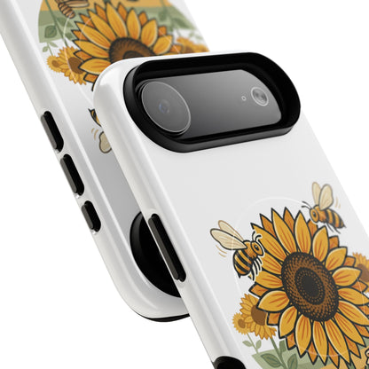 Sunflower & Bees Tough Magnetic Phone Case — Protective Floral iPhone Case
