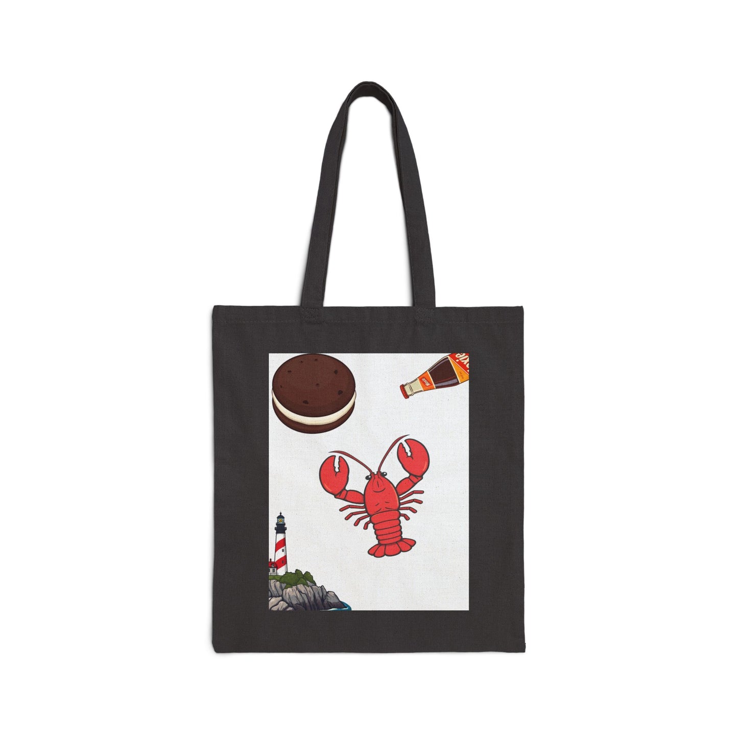 Lobster & Lighthouse Illustration Tote Bag | Beach Shell Snack Icons