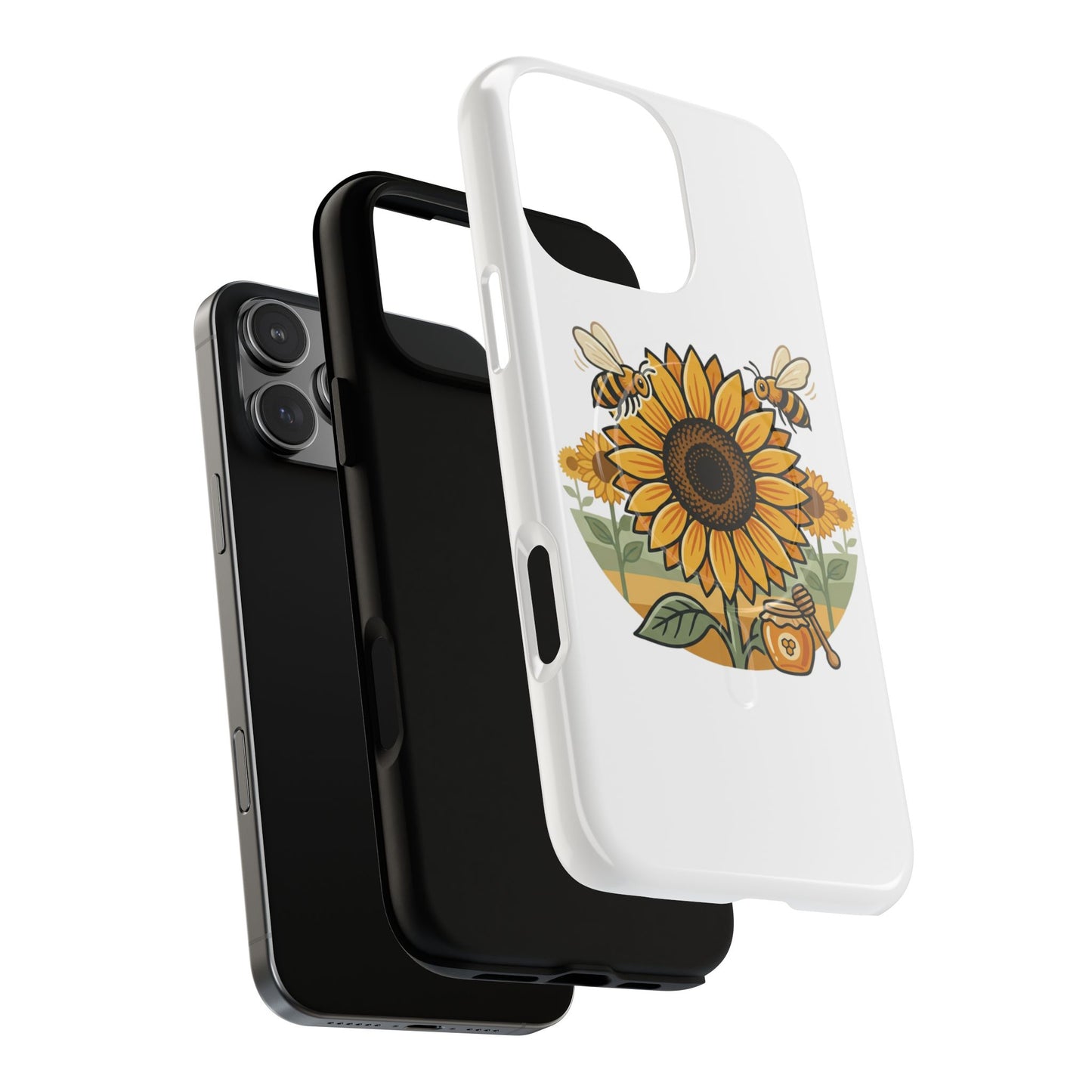 Sunflower & Bees Tough Magnetic Phone Case — Protective Floral iPhone Case