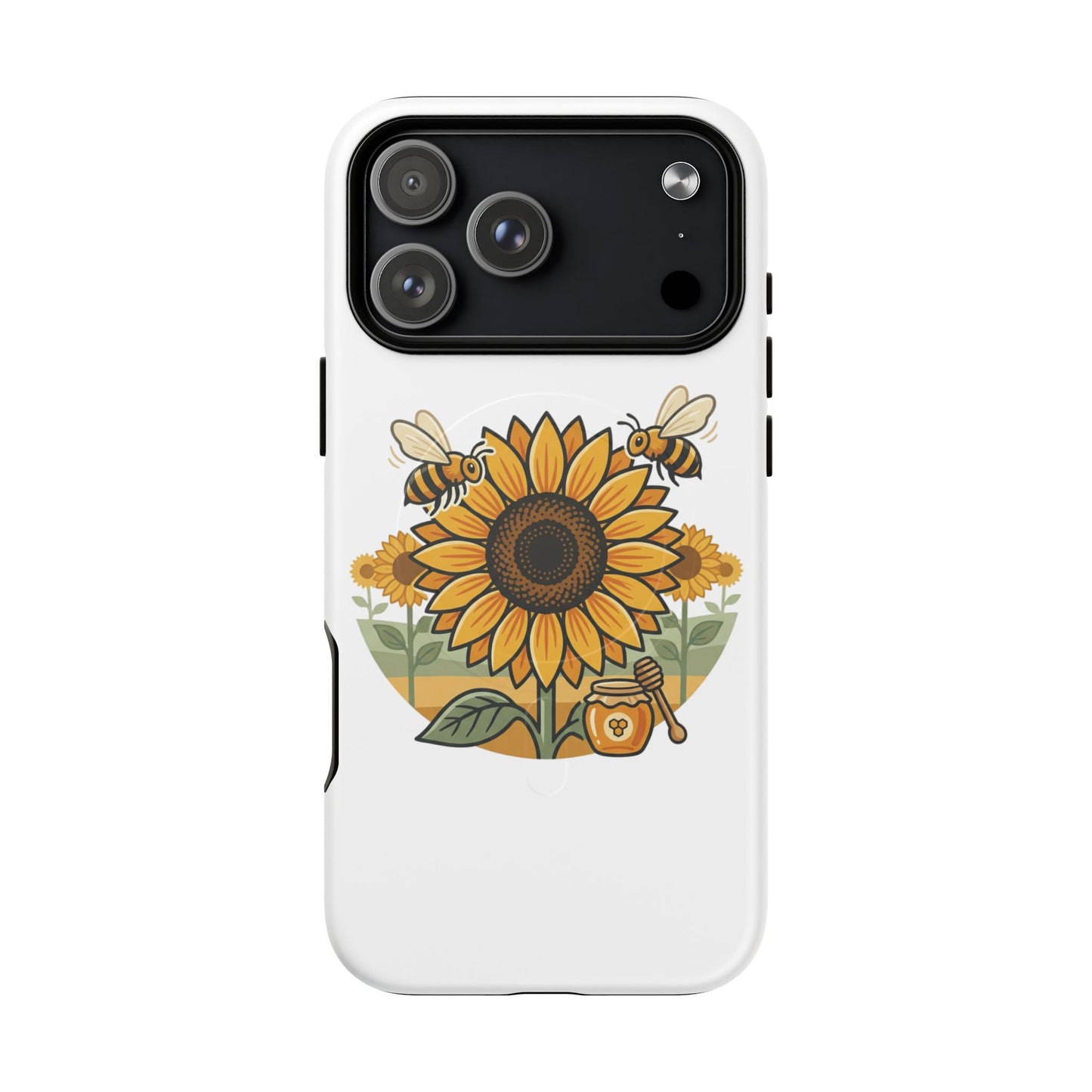 Sunflower & Bees Tough Magnetic Phone Case — Protective Floral iPhone Case