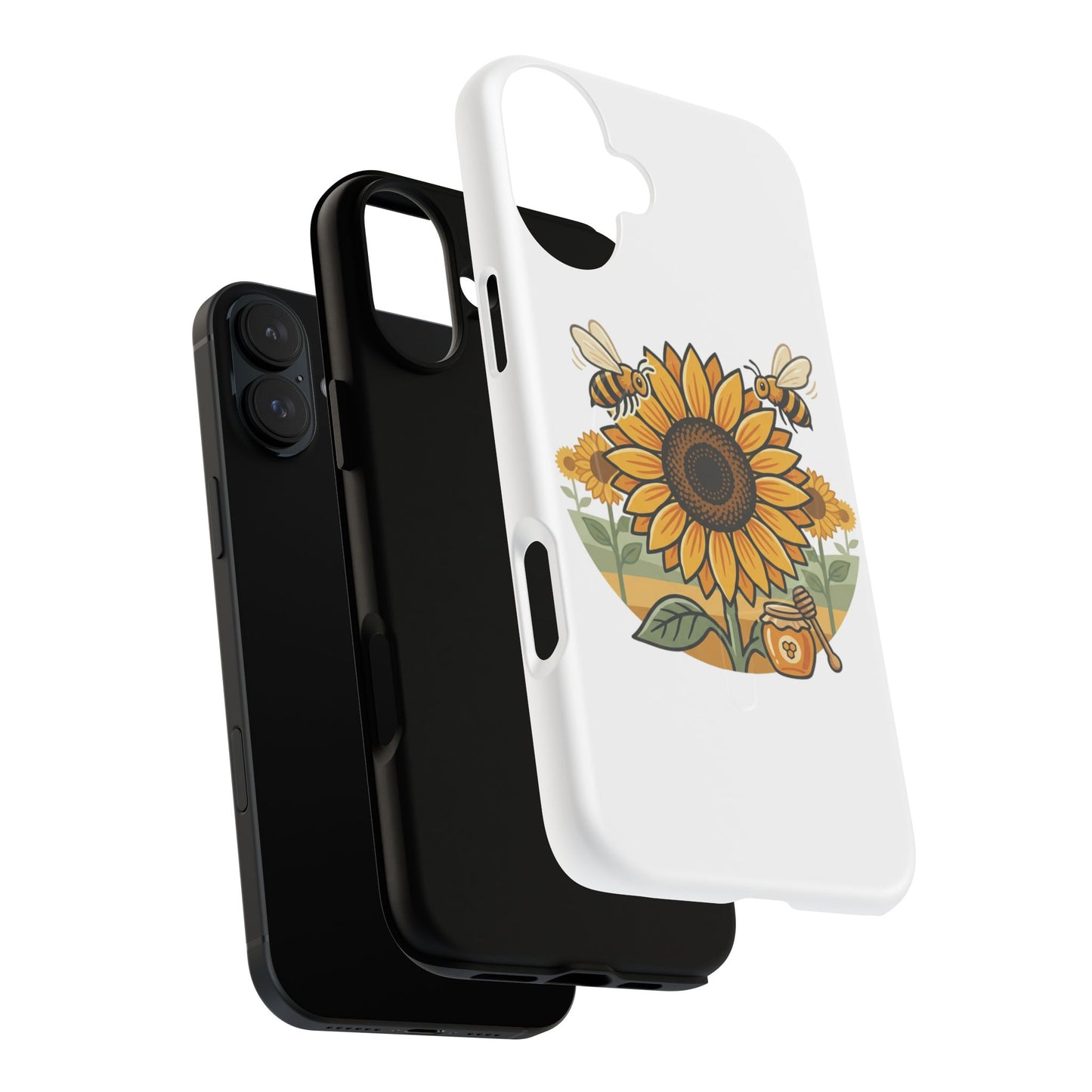 Sunflower & Bees Tough Magnetic Phone Case — Protective Floral iPhone Case