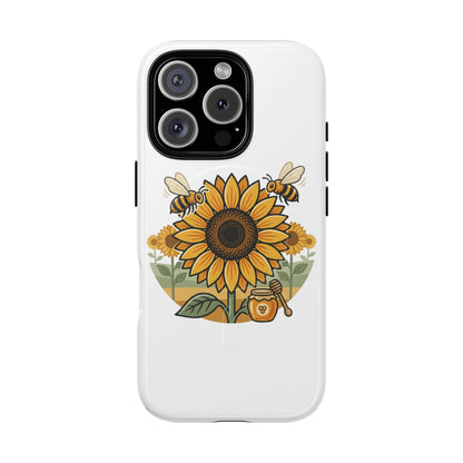 Sunflower & Bees Tough Magnetic Phone Case — Protective Floral iPhone Case