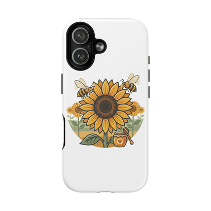 Sunflower & Bees Tough Magnetic Phone Case — Protective Floral iPhone Case