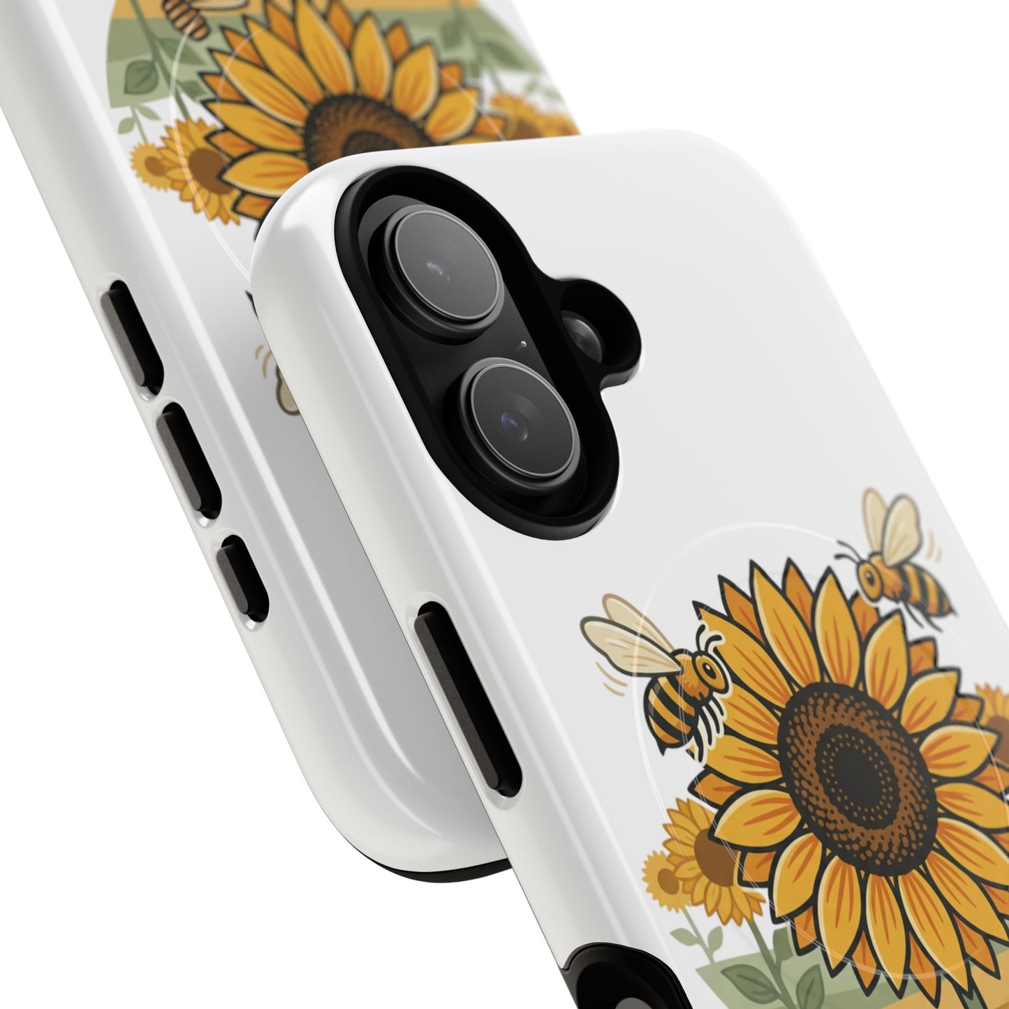 Sunflower & Bees Tough Magnetic Phone Case — Protective Floral iPhone Case
