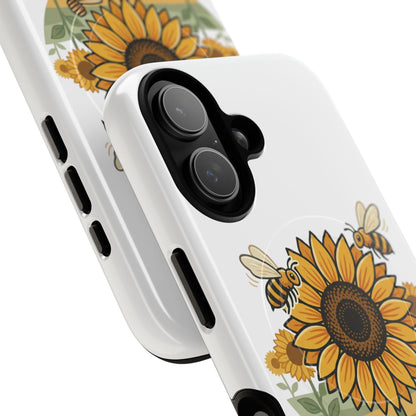 Sunflower & Bees Tough Magnetic Phone Case — Protective Floral iPhone Case
