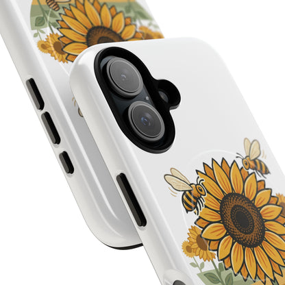 Sunflower & Bees Tough Magnetic Phone Case — Protective Floral iPhone Case