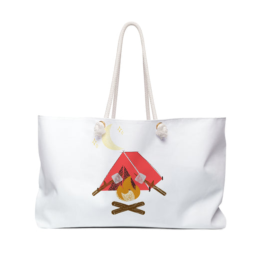 Camping Tent and Campfire Weekender Bag | Moonlit S'mores Tote