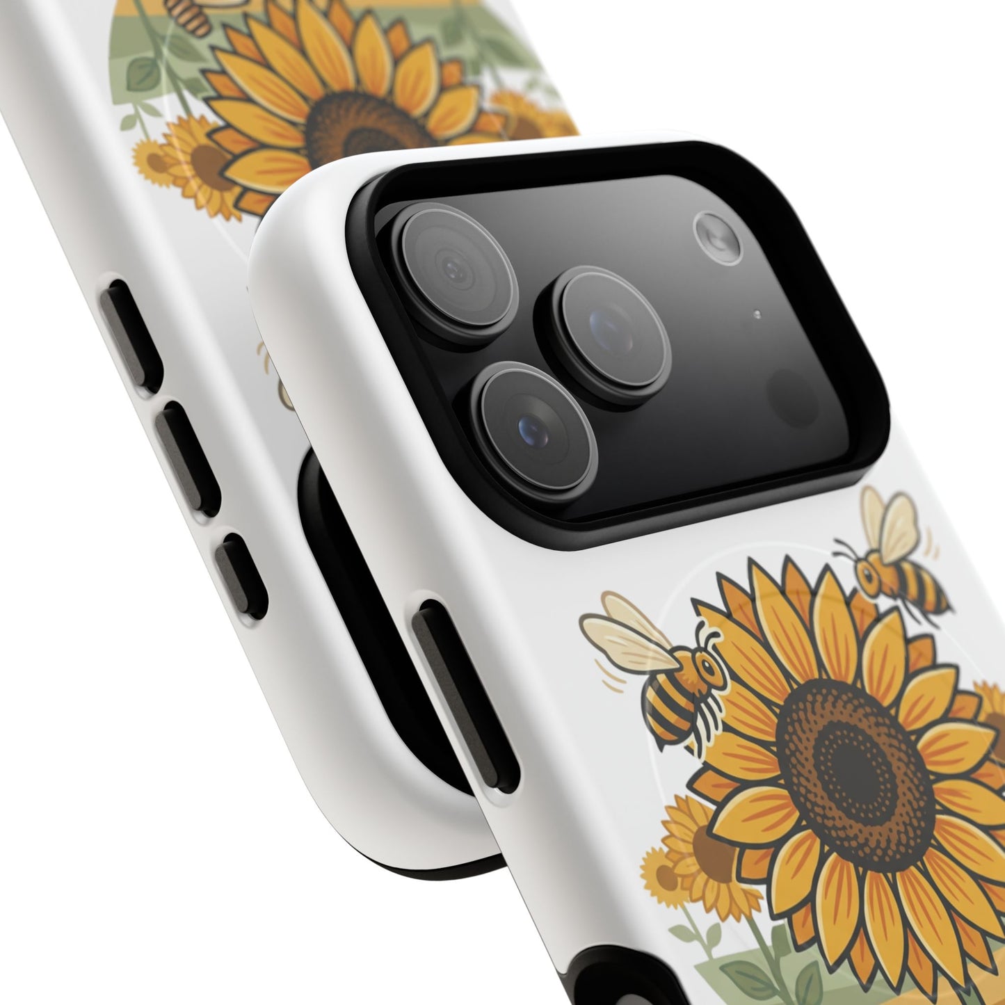Sunflower & Bees Tough Magnetic Phone Case — Protective Floral iPhone Case