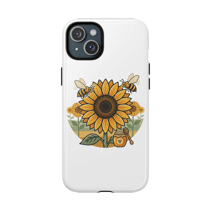 Sunflower & Bees Tough Magnetic Phone Case — Protective Floral iPhone Case