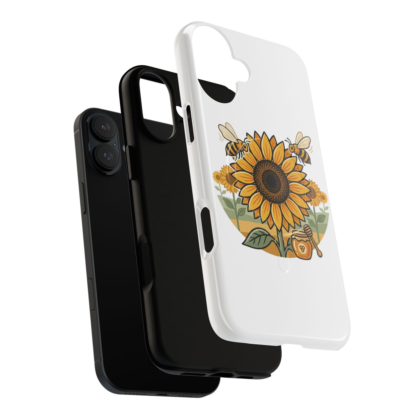Sunflower & Bees Tough Magnetic Phone Case — Protective Floral iPhone Case