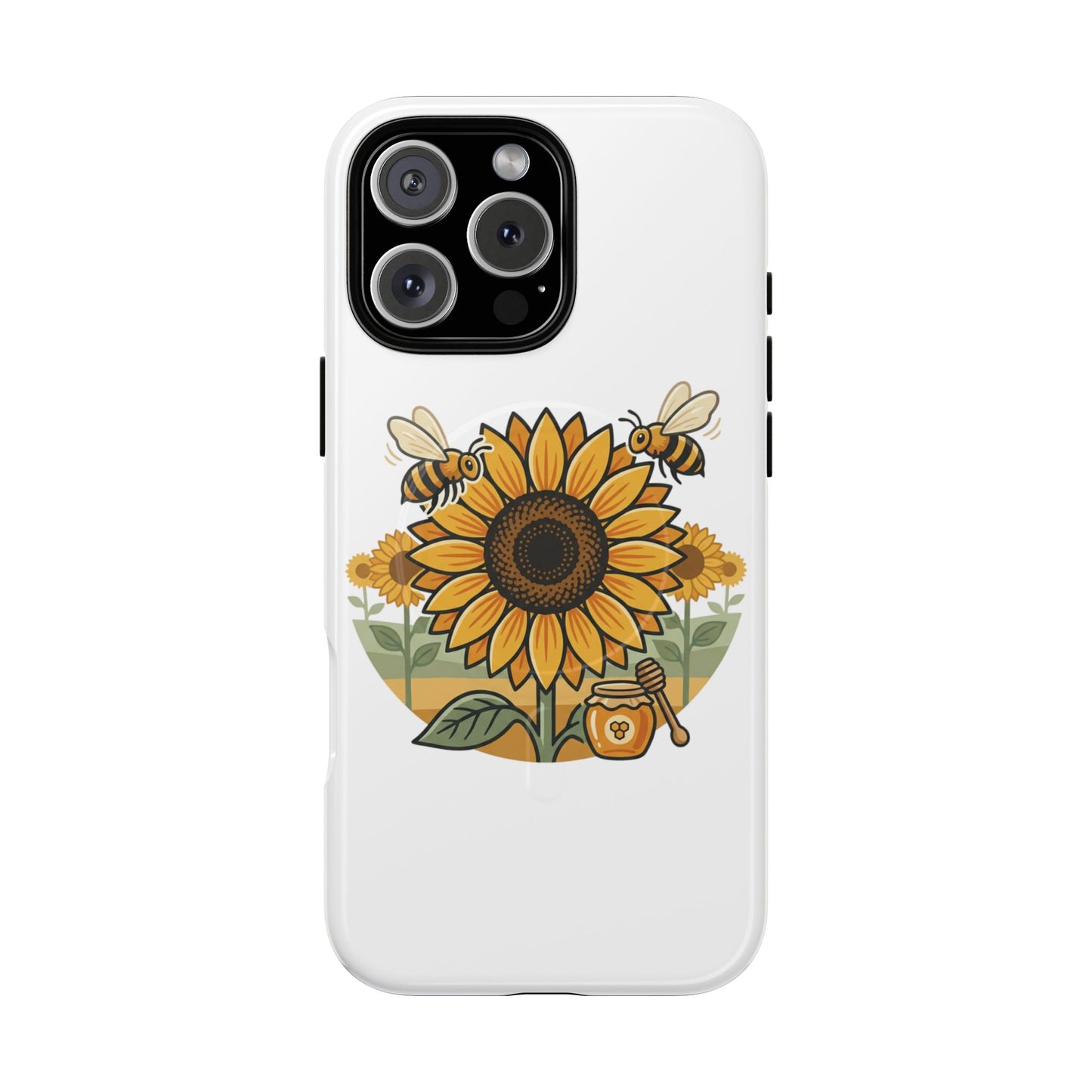 Sunflower & Bees Tough Magnetic Phone Case — Protective Floral iPhone Case
