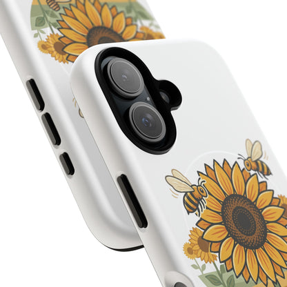 Sunflower & Bees Tough Magnetic Phone Case — Protective Floral iPhone Case