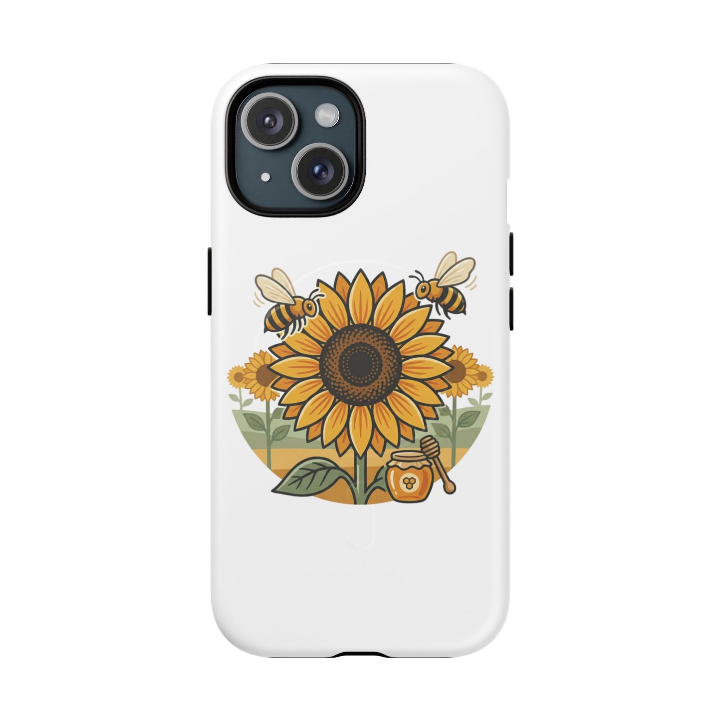 Sunflower & Bees Tough Magnetic Phone Case — Protective Floral iPhone Case