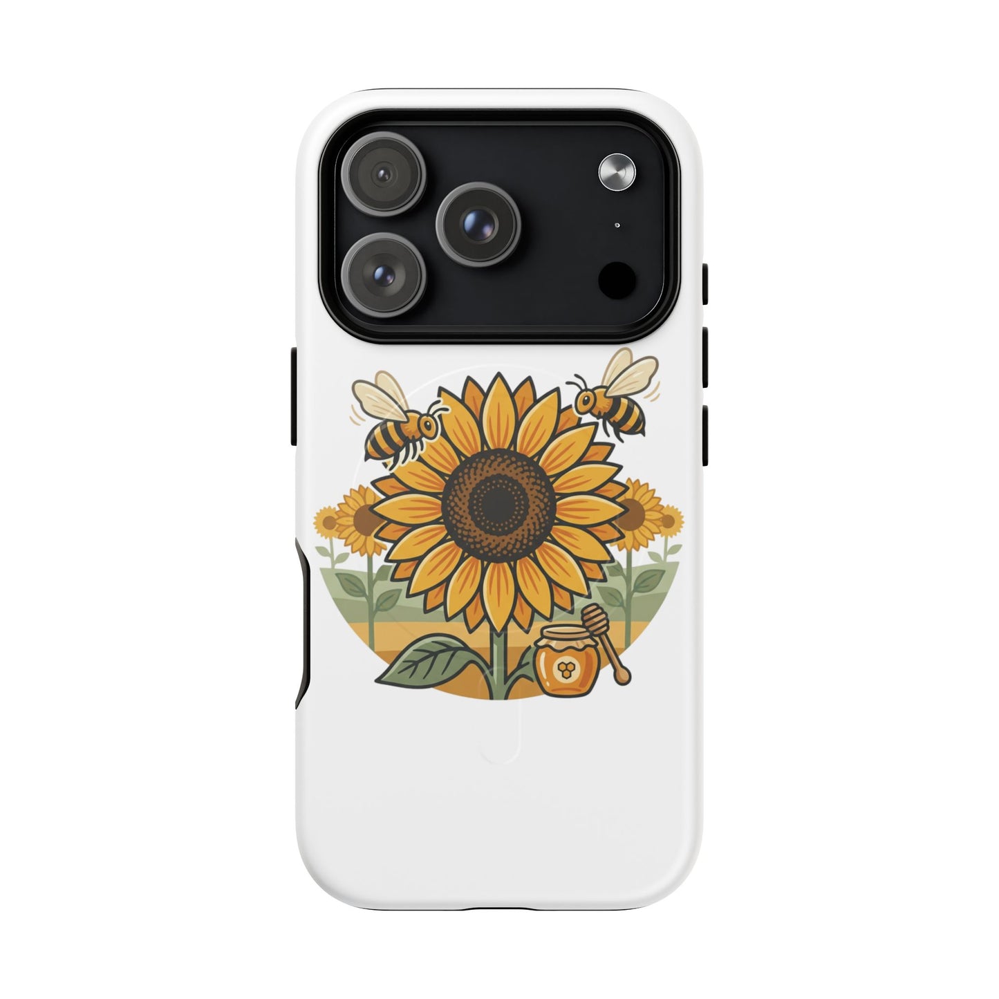 Sunflower & Bees Tough Magnetic Phone Case — Protective Floral iPhone Case