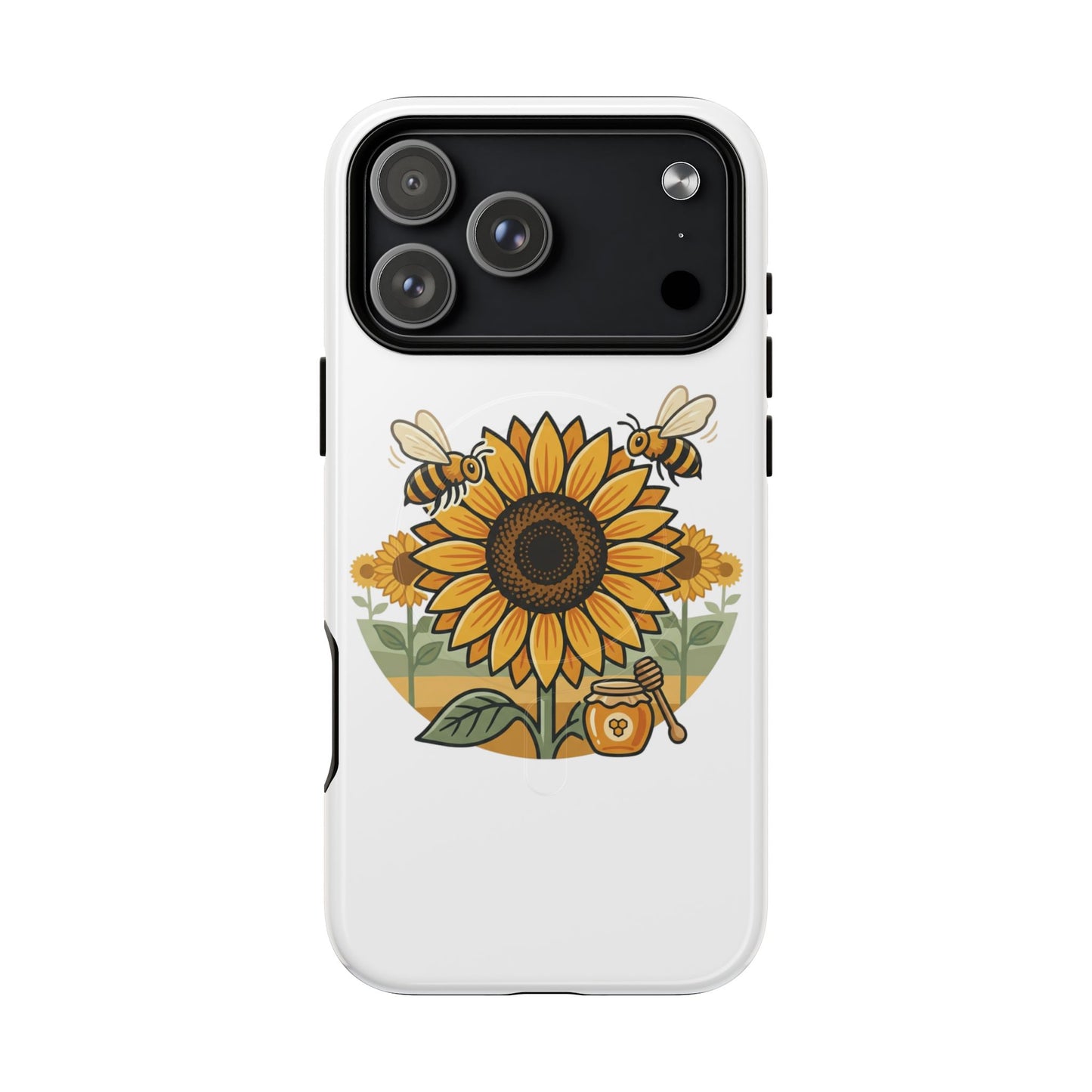 Sunflower & Bees Tough Magnetic Phone Case — Protective Floral iPhone Case