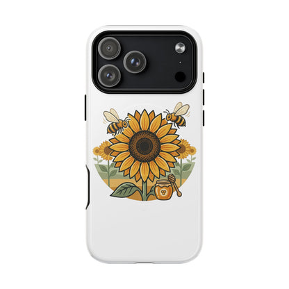 Sunflower & Bees Tough Magnetic Phone Case — Protective Floral iPhone Case
