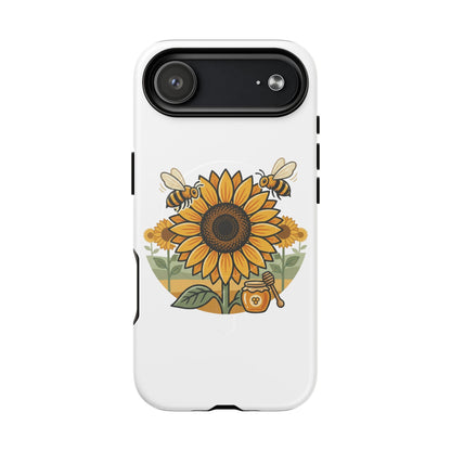 Sunflower & Bees Tough Magnetic Phone Case — Protective Floral iPhone Case