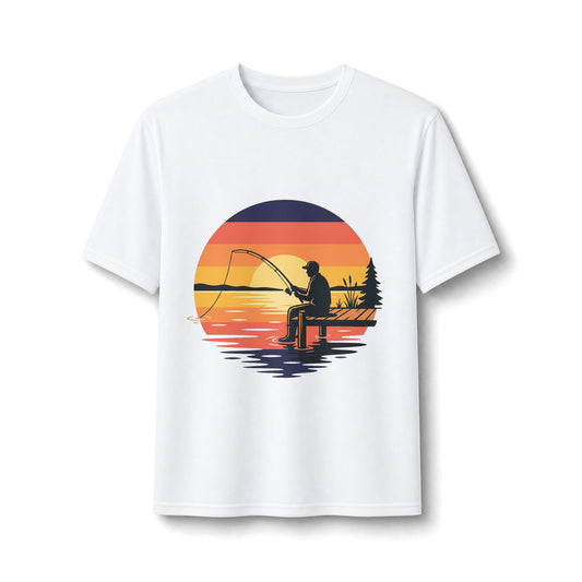 Sunset Fishing Silhouette Performance Tee | Don't Talk 2 Me Before I Catch Him Bass Graphic