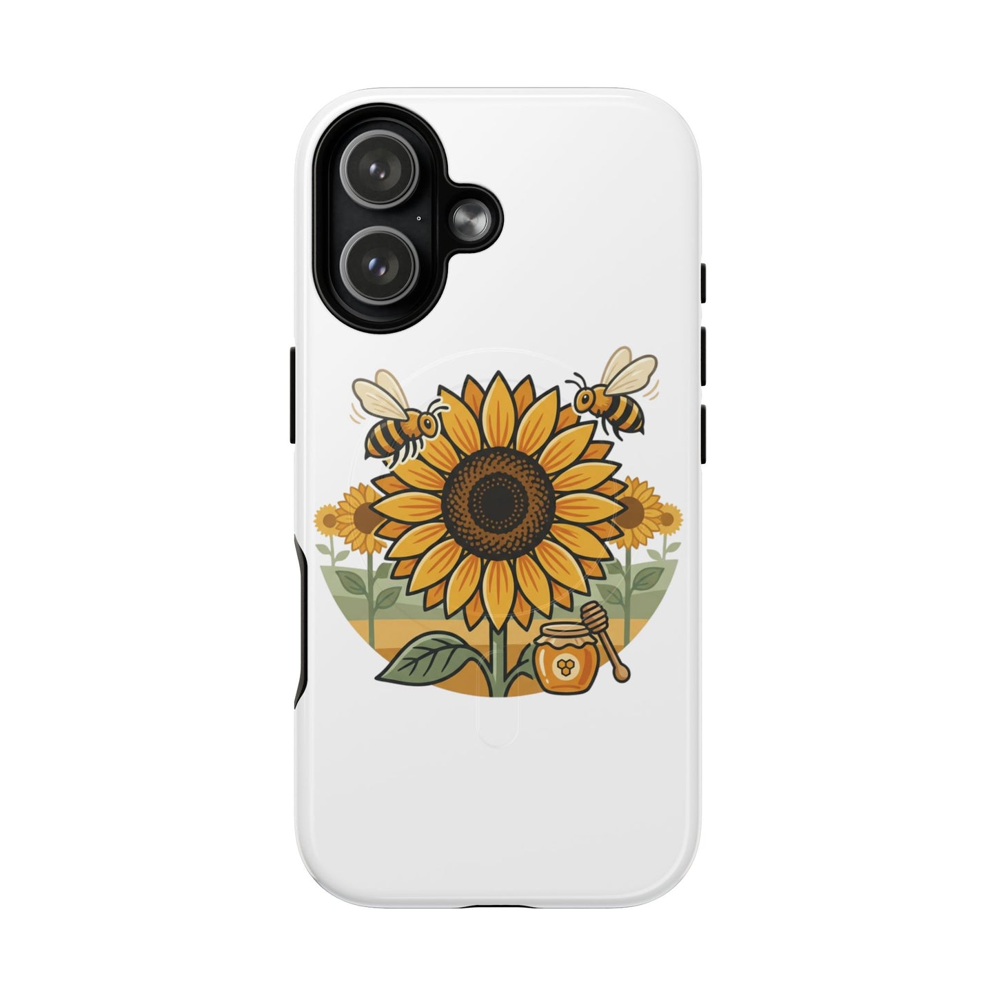 Sunflower & Bees Tough Magnetic Phone Case — Protective Floral iPhone Case