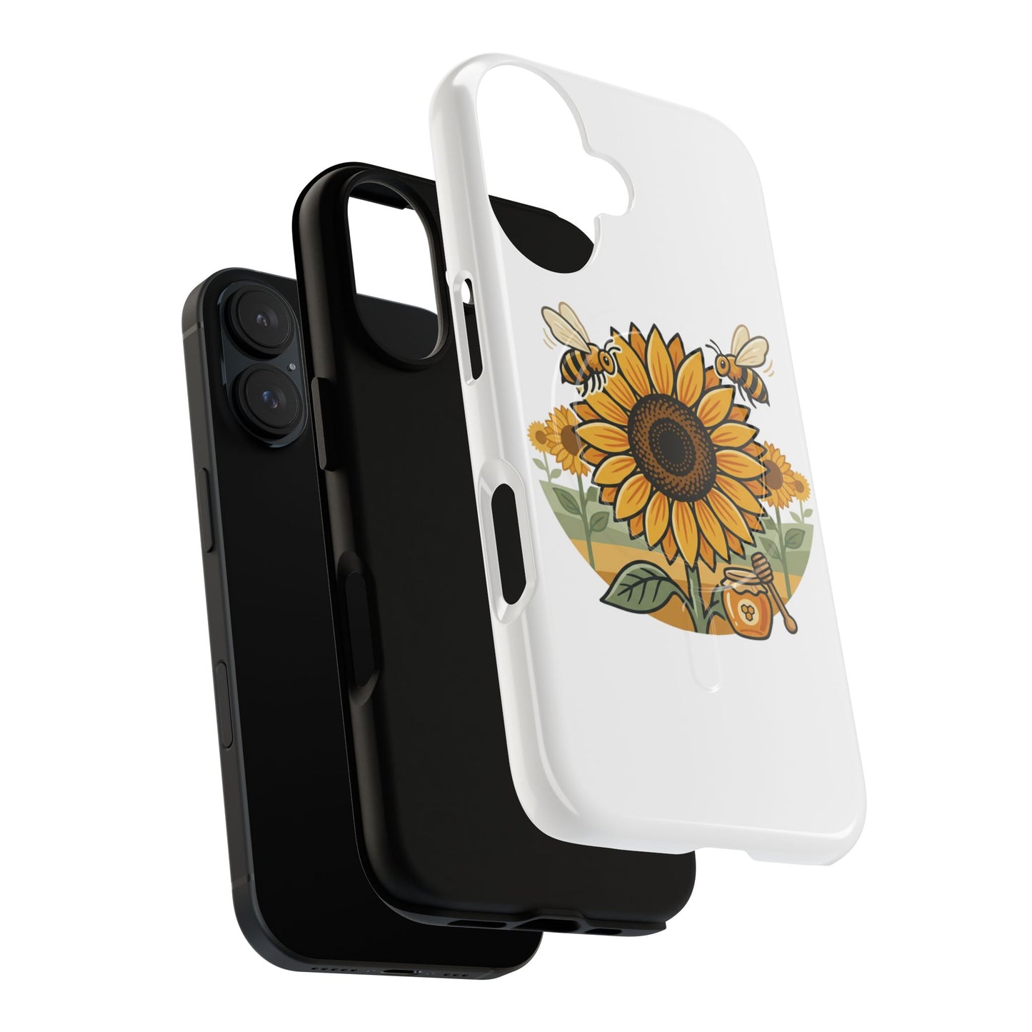 Sunflower & Bees Tough Magnetic Phone Case — Protective Floral iPhone Case