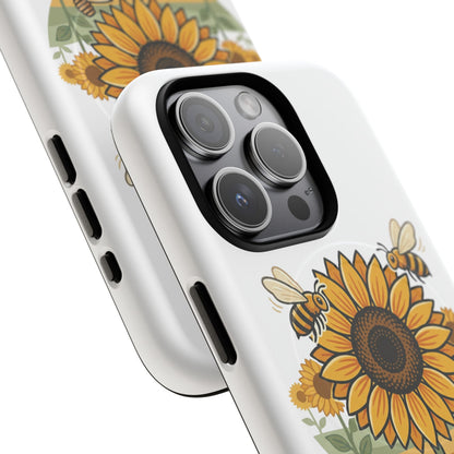 Sunflower & Bees Tough Magnetic Phone Case — Protective Floral iPhone Case