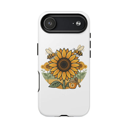 Sunflower & Bees Tough Magnetic Phone Case — Protective Floral iPhone Case