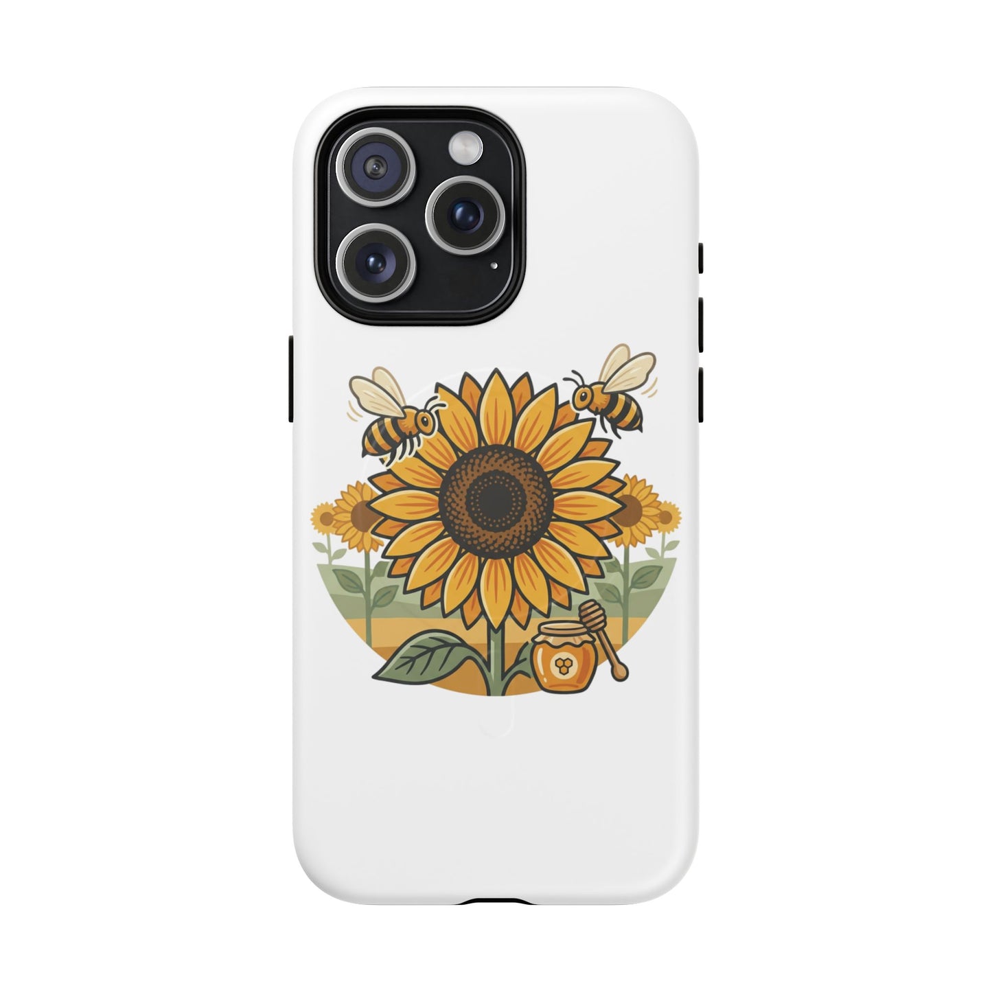 Sunflower & Bees Tough Magnetic Phone Case — Protective Floral iPhone Case