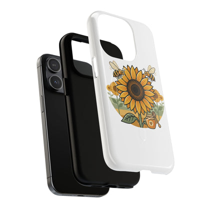 Sunflower & Bees Tough Magnetic Phone Case — Protective Floral iPhone Case