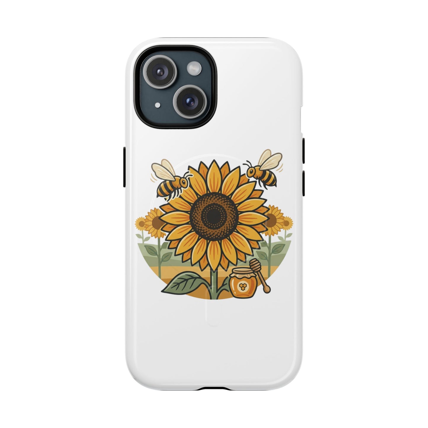 Sunflower & Bees Tough Magnetic Phone Case — Protective Floral iPhone Case