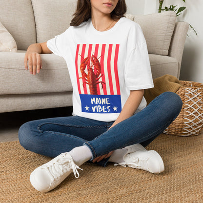 Maine Vibes Lobster Tee | Lobster Stripe Shirt