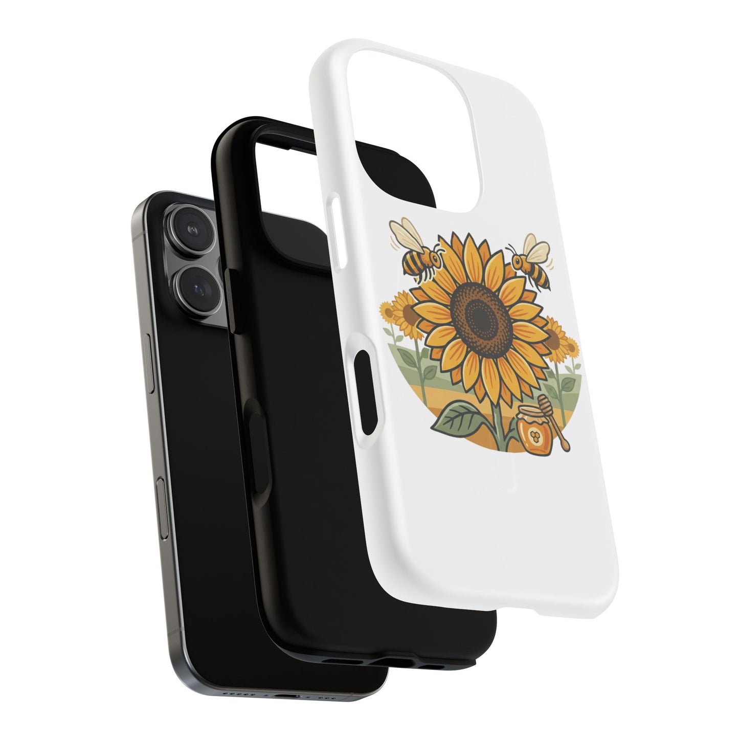 Sunflower & Bees Tough Magnetic Phone Case — Protective Floral iPhone Case