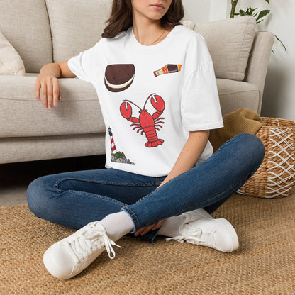 Lobster Seafood Icons T-Shirt | Bottle, Cookie, Lighthouse